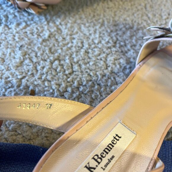 LK Bennett Sandals Women US 6 EU 37 Pink Floral Leather Ankle Strap Marshmellow - Picture 10 of 11